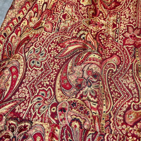 Vintage CJ Banks Womens 2X Plus Size Paisley Tapestry Vest Zip Up Red Gold Boho - Picture 12 of 13